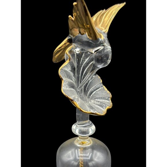 Handcrafted Art Glass Bell With Gold Accents & Hummingbird Design Vintage - Picture 6 of 8
